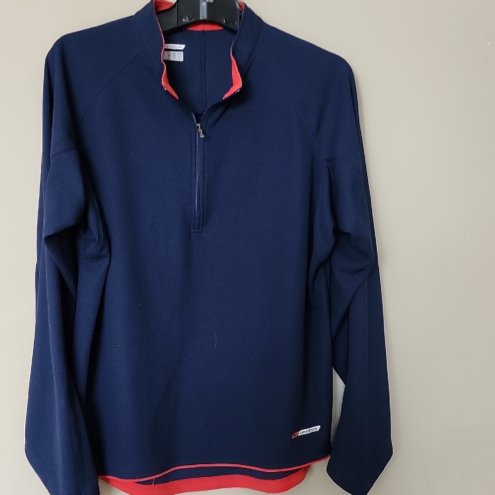 Reebok Men's Navy Quarter-Zip with Red Trim Hydromove UsA-small